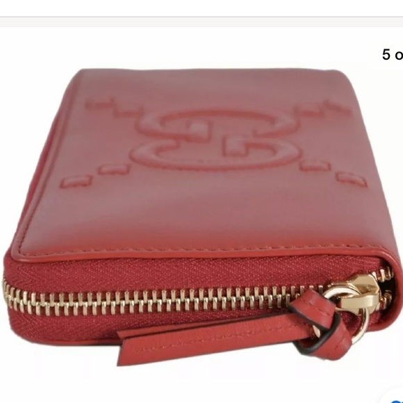 Gucci Red Leather Gg Zip Around Wallet Clutch bag - Picture 5 of 8